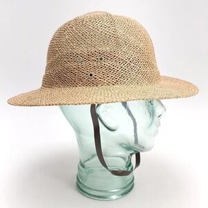 LL Bean Vtg Straw Hat Natural‎ 2.5" Brim BOHO Sun Safari Adjustable Garden